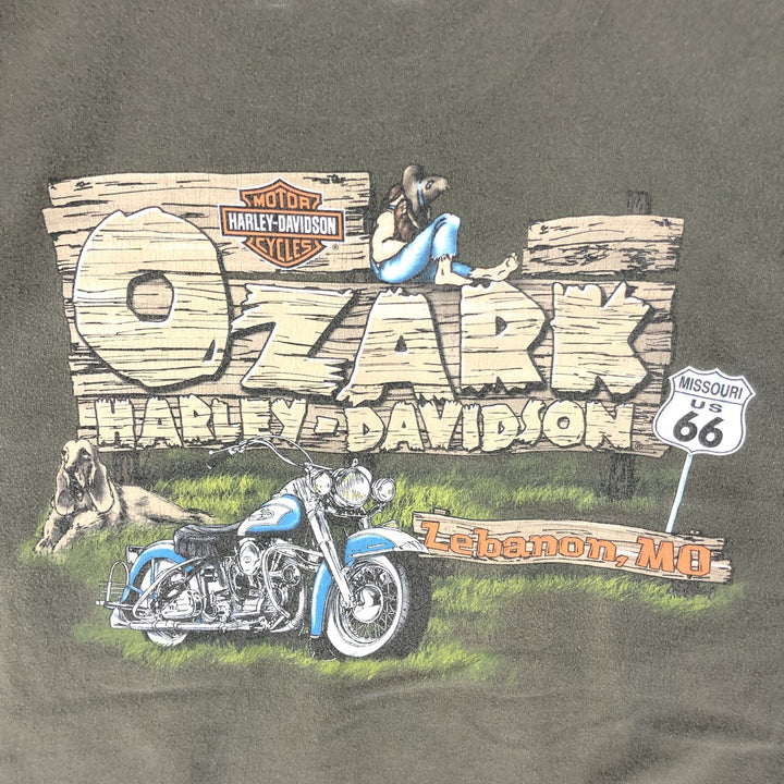 00'S Harley-Davidson Long Sleeve T-Shirt Made in USA Men's XL cotton Khaki type Vintage Second Hand