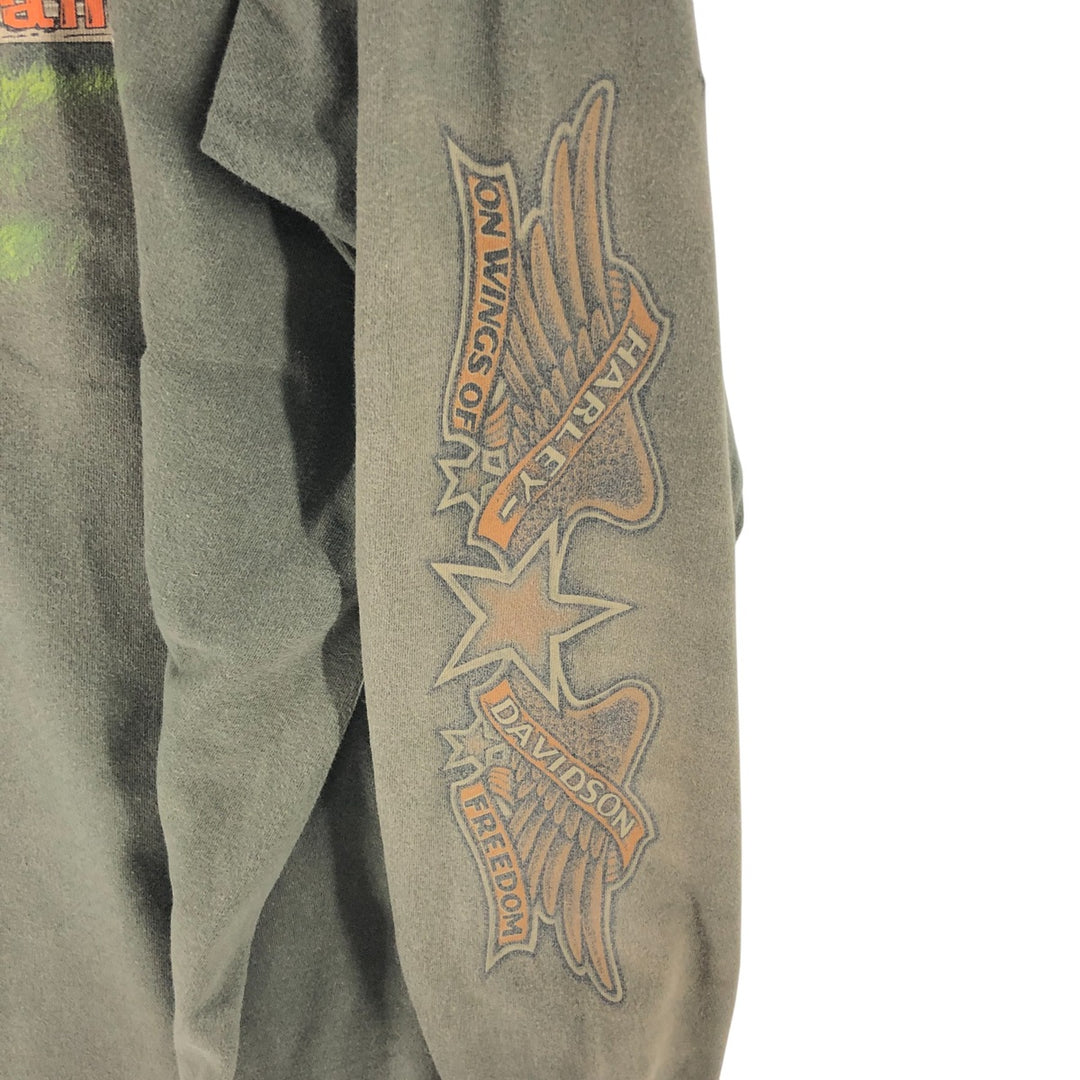 00'S Harley-Davidson Long Sleeve T-Shirt Made in USA Men's XL cotton Khaki type Vintage Second Hand