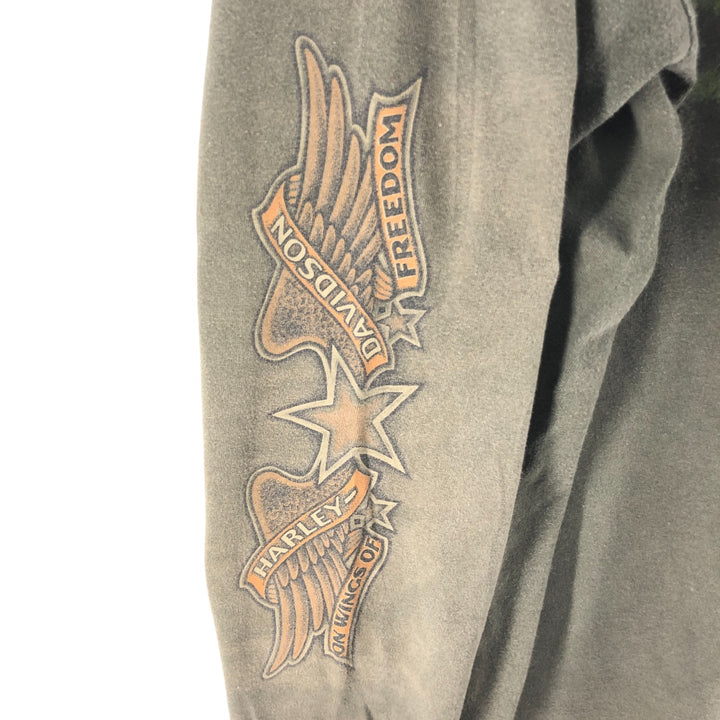 00'S Harley-Davidson Long Sleeve T-Shirt Made in USA Men's XL cotton Khaki type Vintage Second Hand
