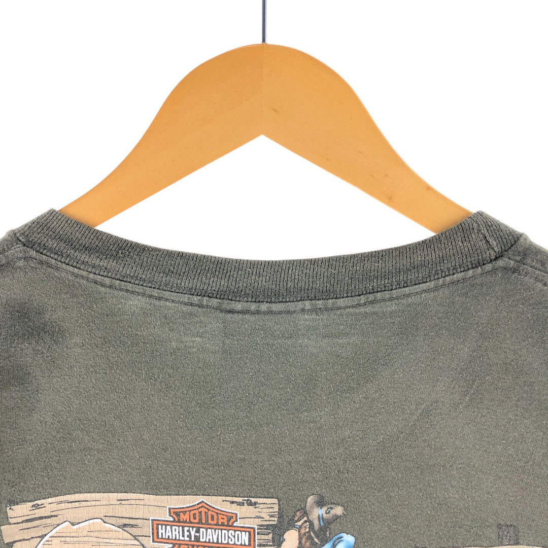 00'S Harley-Davidson Long Sleeve T-Shirt Made in USA Men's XL cotton Khaki type Vintage Second Hand