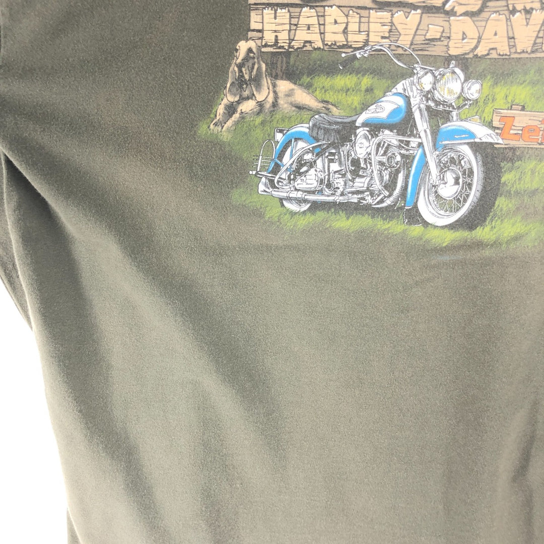 00'S Harley-Davidson Long Sleeve T-Shirt Made in USA Men's XL cotton Khaki type Vintage Second Hand