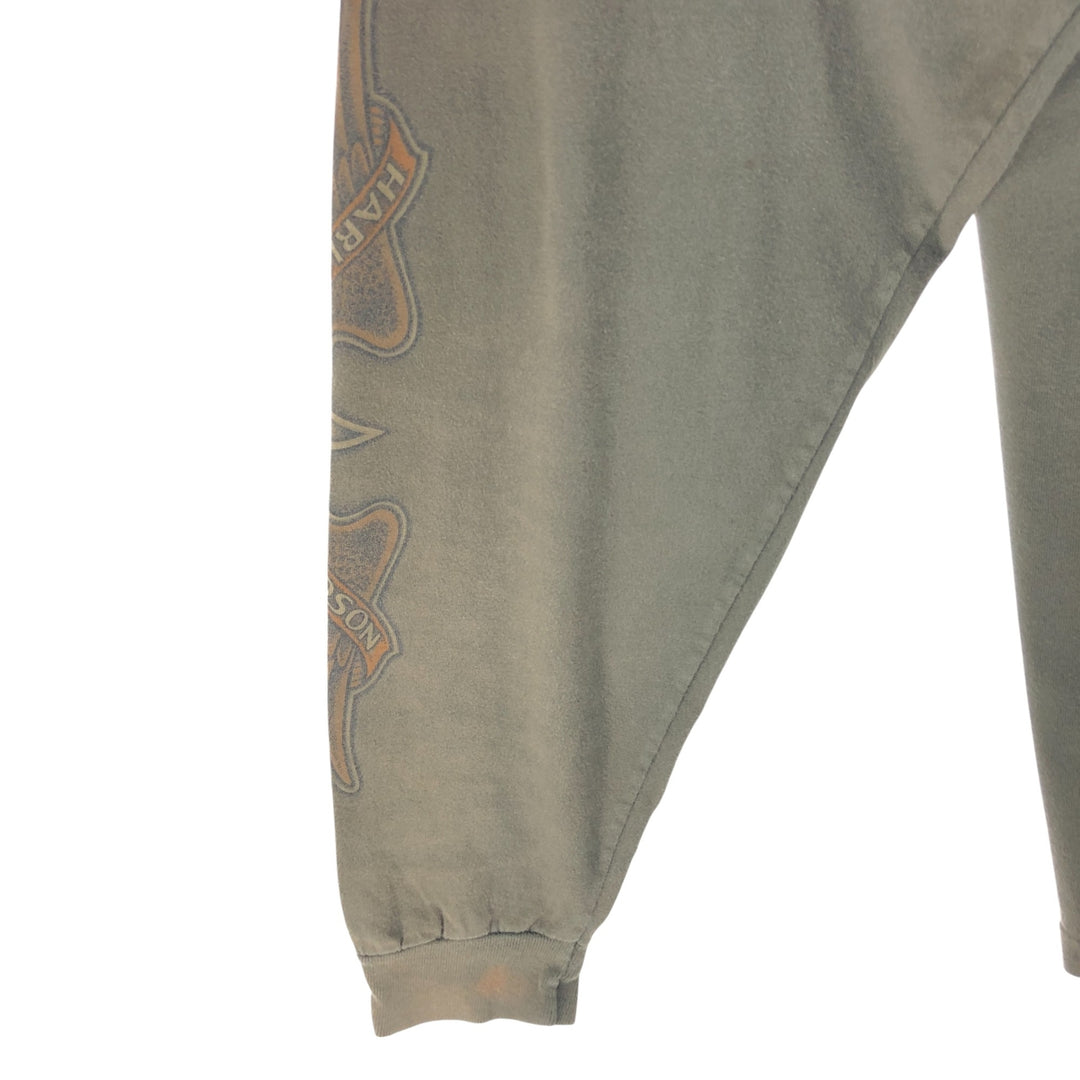 00'S Harley-Davidson Long Sleeve T-Shirt Made in USA Men's XL cotton Khaki type Vintage Second Hand