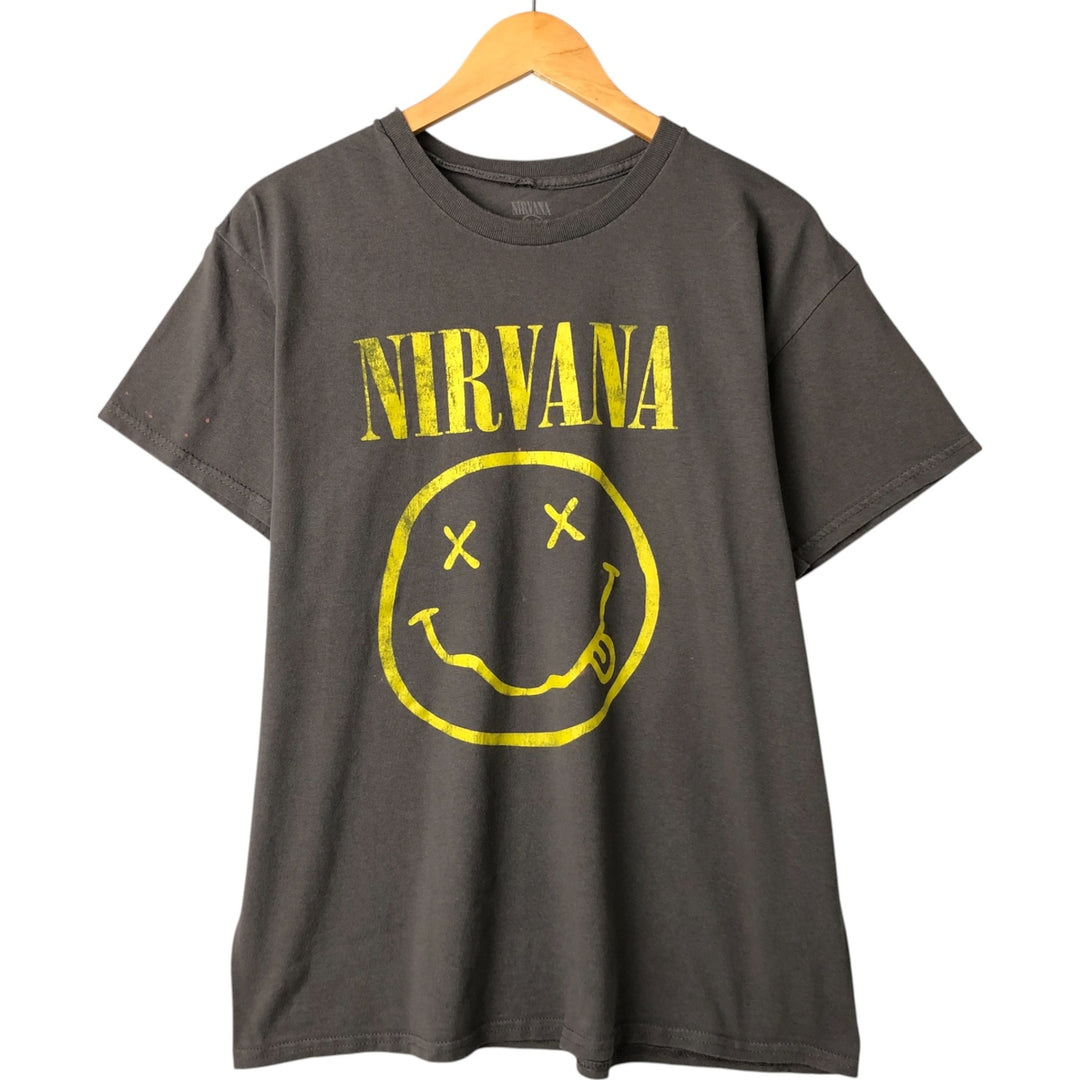 NIRVANA Nirvana Band T-shirt, Band T, Men's L size cotton Charcoal Vintage Second Hand