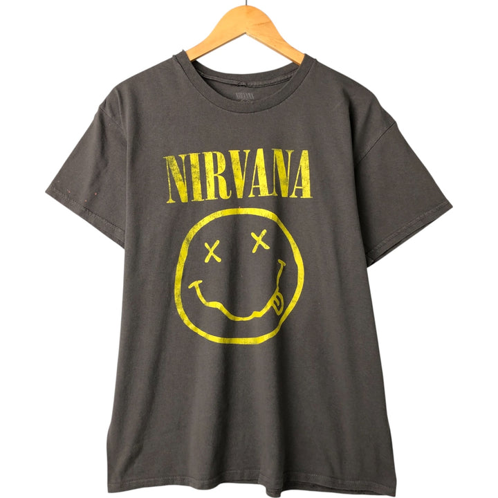 NIRVANA Nirvana Band T-shirt, Band T, Men's L size cotton Charcoal Vintage Second Hand