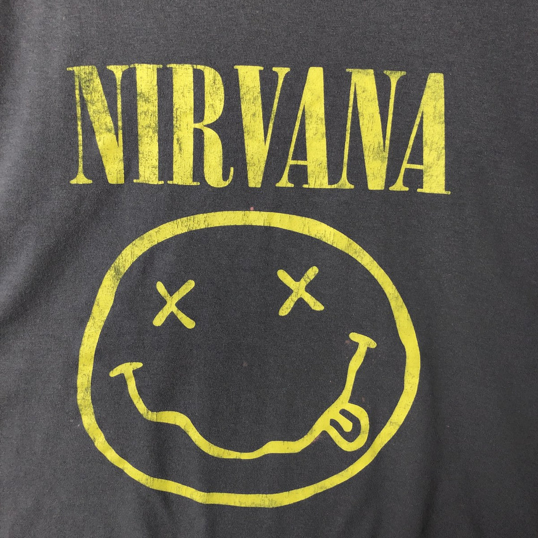 NIRVANA Nirvana Band T-shirt, Band T, Men's L size cotton Charcoal Vintage Second Hand