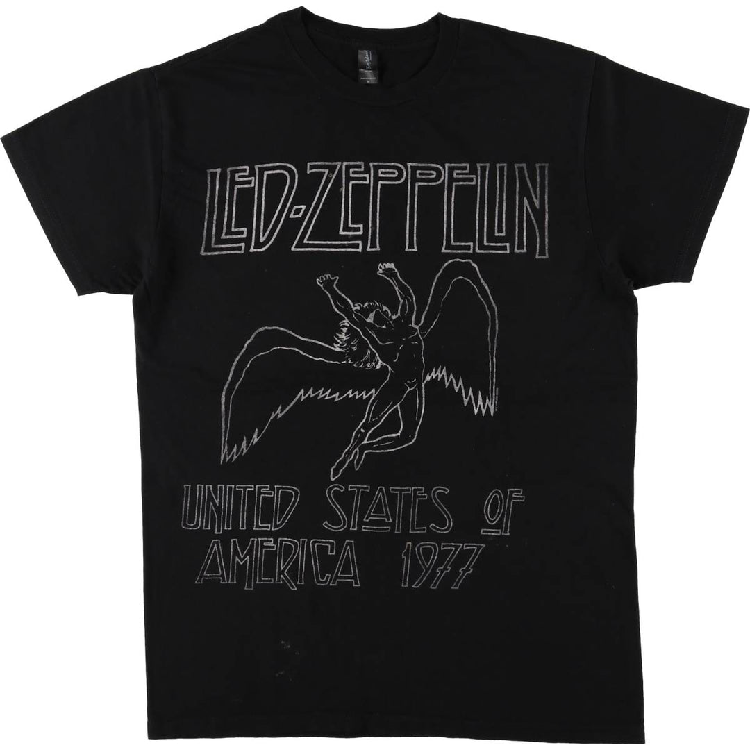 Bay Island Led Zeppelin Band T-shirt, Men's M size cotton black type Vintage Second Hand