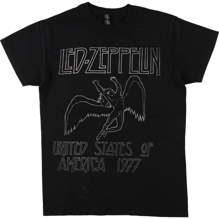 Bay Island Led Zeppelin Band T-shirt, Men's M size cotton black type Vintage Second Hand