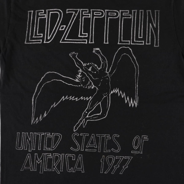 Bay Island Led Zeppelin Band T-shirt, Men's M size cotton black type Vintage Second Hand