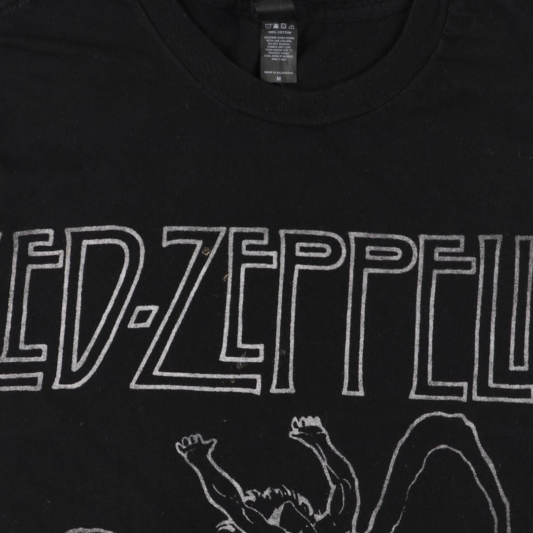 Bay Island Led Zeppelin Band T-shirt, Men's M size cotton black type Vintage Second Hand
