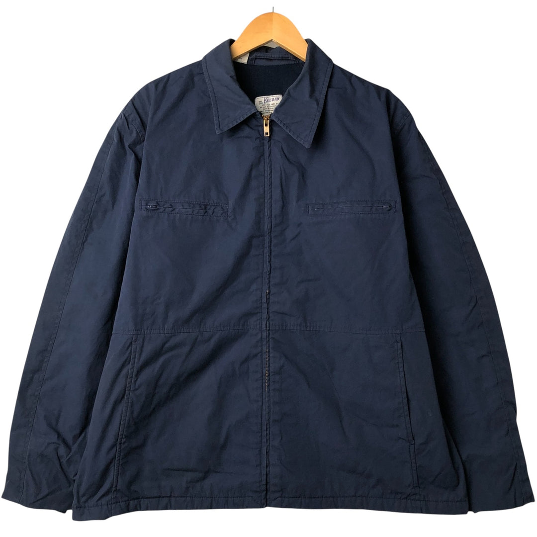 Authentic 1980'S US Navy Utility Jacket, Men's Blue, Made in USA, Size 48L (Men's XL) polyester navy blue type Vintage Second Hand