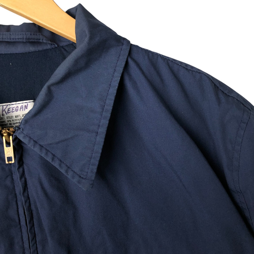 Authentic 1980'S US Navy Utility Jacket, Men's Blue, Made in USA, Size 48L (Men's XL) polyester navy blue type Vintage Second Hand