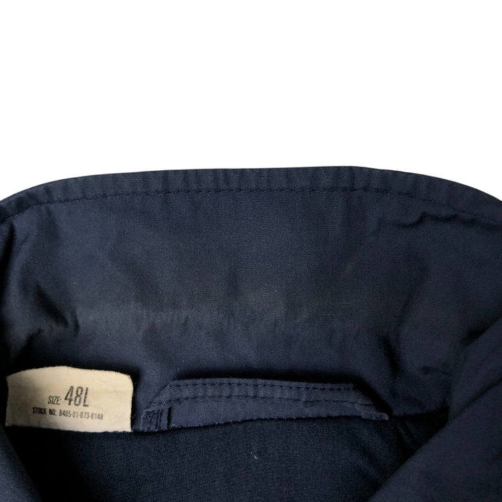 Authentic 1980'S US Navy Utility Jacket, Men's Blue, Made in USA, Size 48L (Men's XL) polyester navy blue type Vintage Second Hand