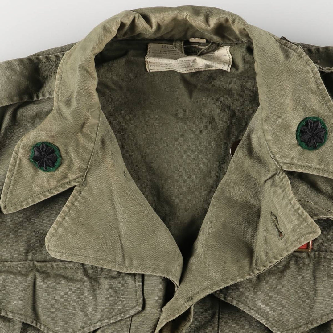 Vintage 1940'S US Army M-1943 Stars and Stripes Military Field Jacket with Badge, Made in USA, Size 34R, Men's Medium unclear Khaki type Vintage Second Hand