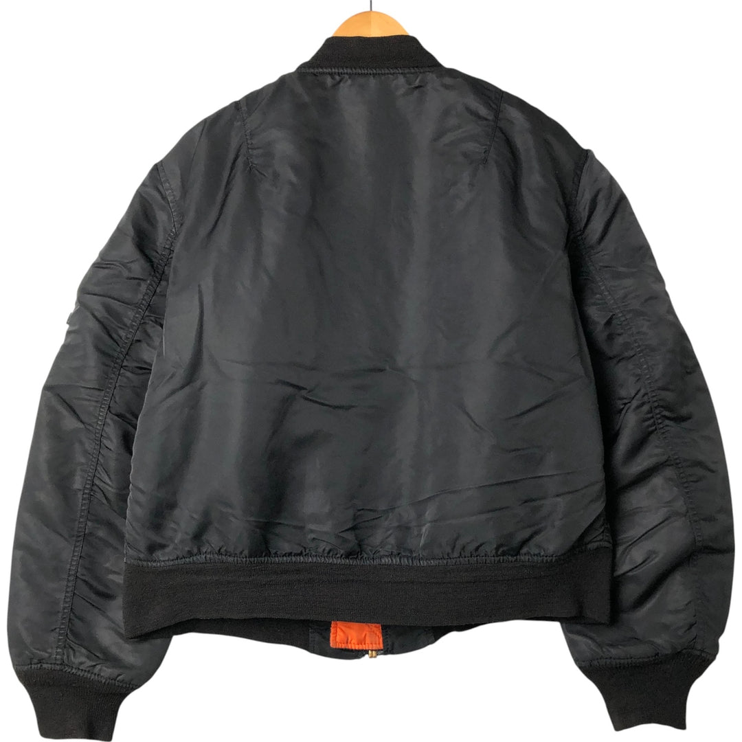 90'S civilian Alpha MA-1 style padded military flight jacket, made in the USA, men's size L, vintage Nylon black type Vintage Second Hand