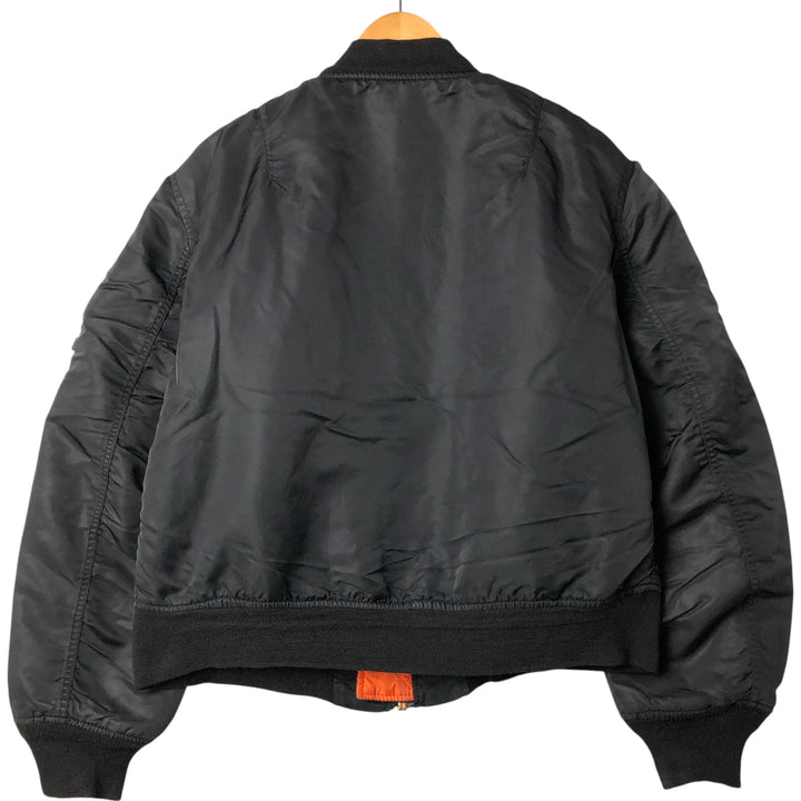 90'S civilian Alpha MA-1 style padded military flight jacket, made in the USA, men's size L, vintage Nylon black type Vintage Second Hand