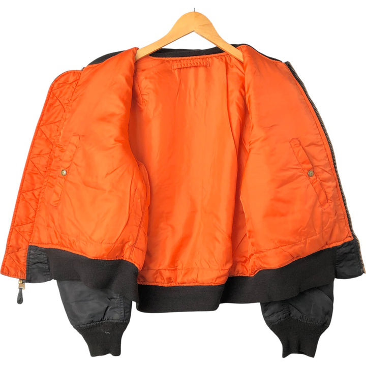 90'S civilian Alpha MA-1 style padded military flight jacket, made in the USA, men's size L, vintage Nylon black type Vintage Second Hand