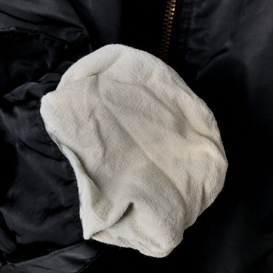 90'S civilian Alpha MA-1 style padded military flight jacket, made in the USA, men's size L, vintage Nylon black type Vintage Second Hand