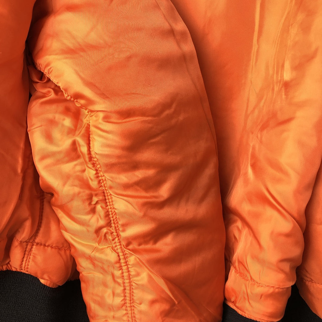 90'S civilian Alpha MA-1 style padded military flight jacket, made in the USA, men's size L, vintage Nylon black type Vintage Second Hand