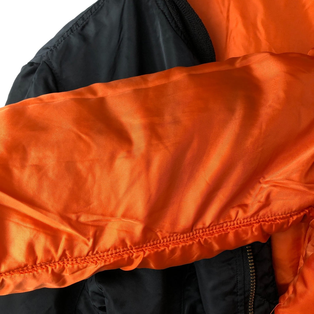 90'S civilian Alpha MA-1 style padded military flight jacket, made in the USA, men's size L, vintage Nylon black type Vintage Second Hand