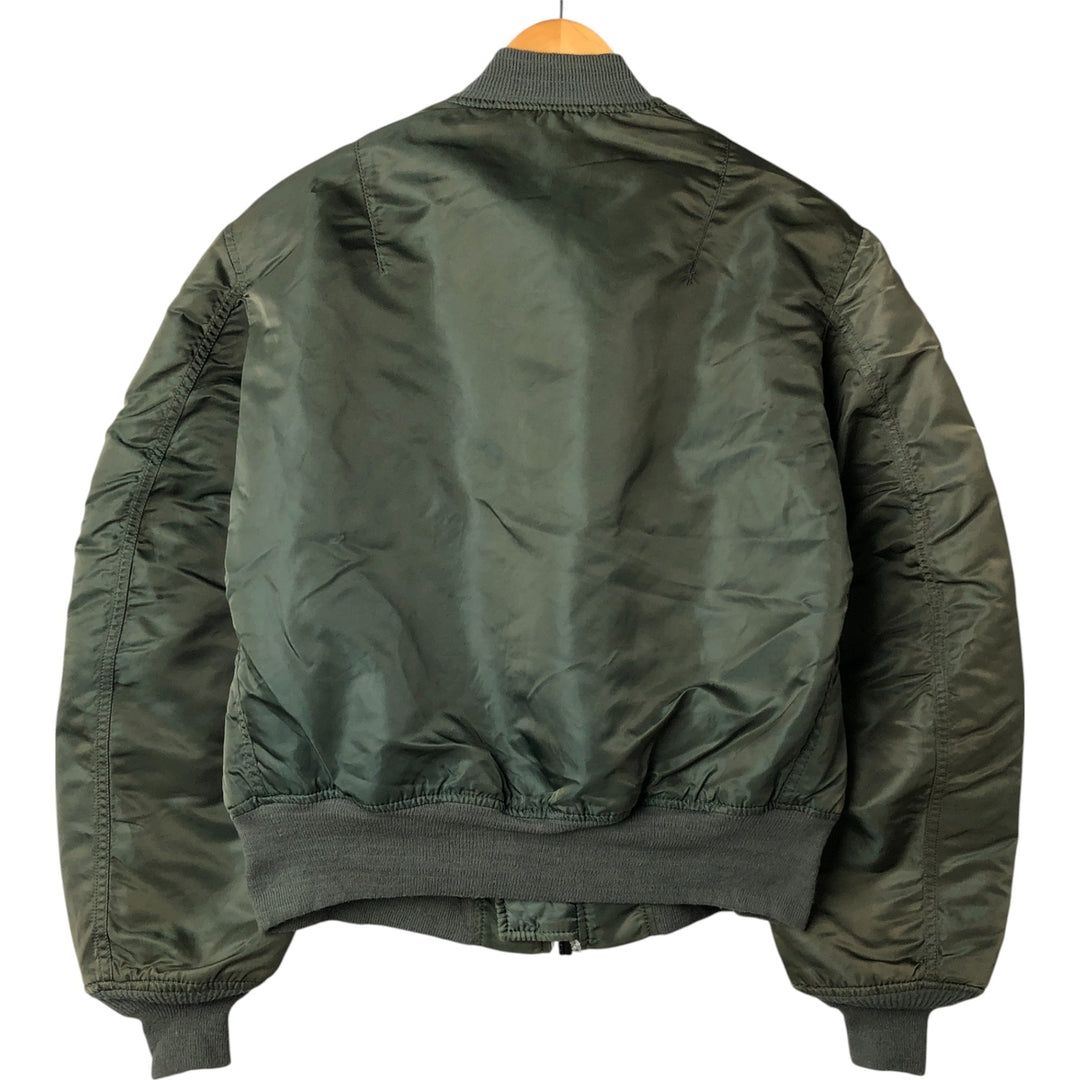 90'S civilian Alpha MA-1 style padded military flight jacket, made in the USA, men's size M, vintage Nylon Khaki type Vintage Second Hand