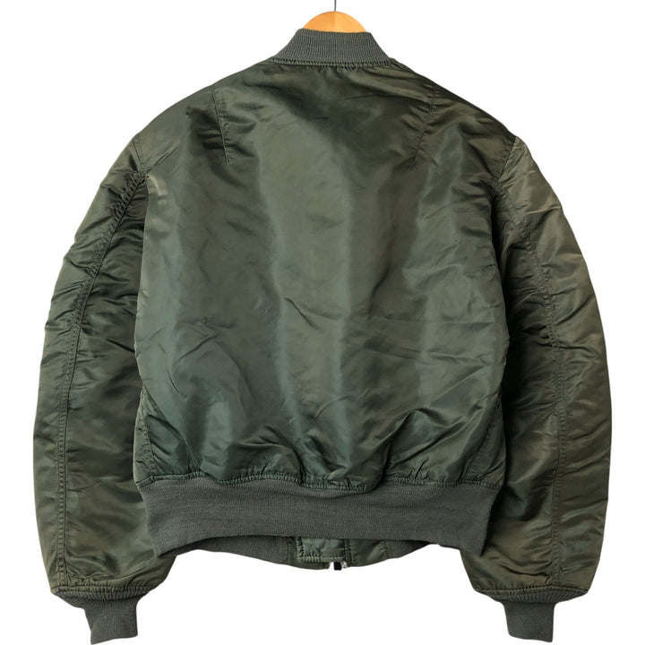 90'S civilian Alpha MA-1 style padded military flight jacket, made in the USA, men's size M, vintage Nylon Khaki type Vintage Second Hand