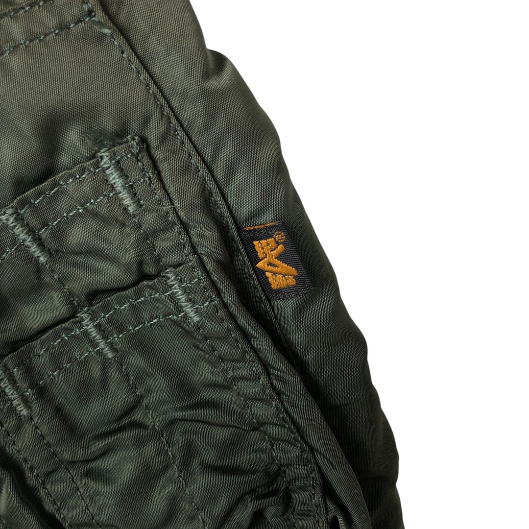 90'S civilian Alpha MA-1 style padded military flight jacket, made in the USA, men's size M, vintage Nylon Khaki type Vintage Second Hand