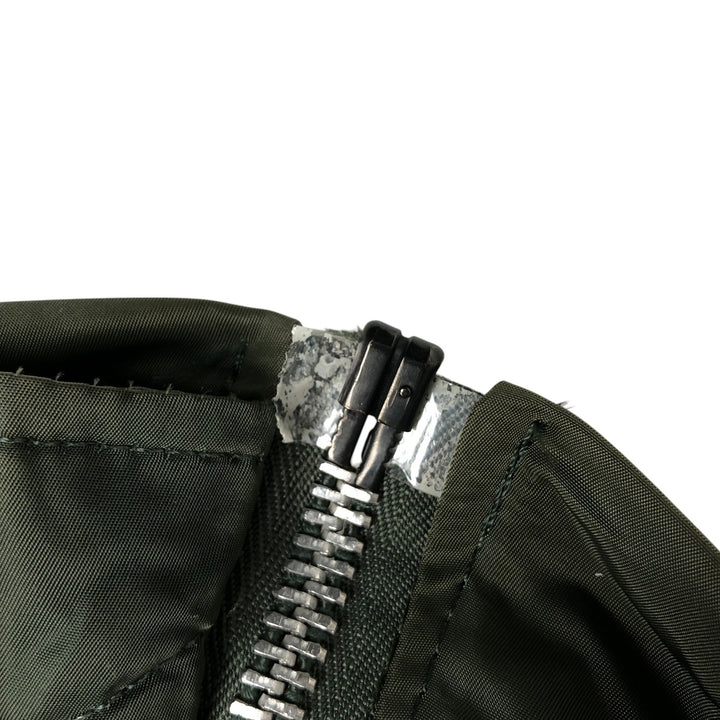 90'S civilian Alpha MA-1 style padded military flight jacket, made in the USA, men's size M, vintage Nylon Khaki type Vintage Second Hand