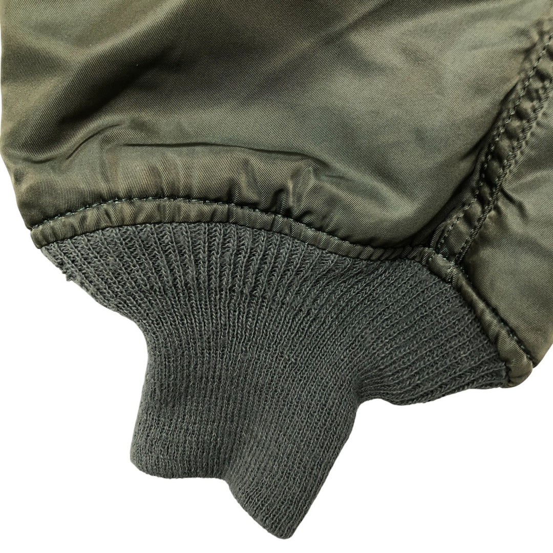 90'S civilian Alpha MA-1 style padded military flight jacket, made in the USA, men's size M, vintage Nylon Khaki type Vintage Second Hand
