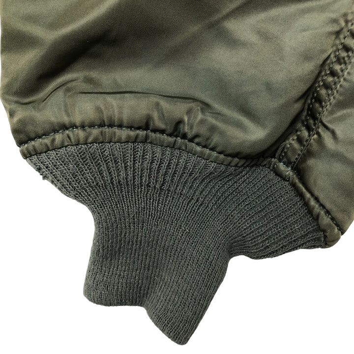 90'S civilian Alpha MA-1 style padded military flight jacket, made in the USA, men's size M, vintage Nylon Khaki type Vintage Second Hand