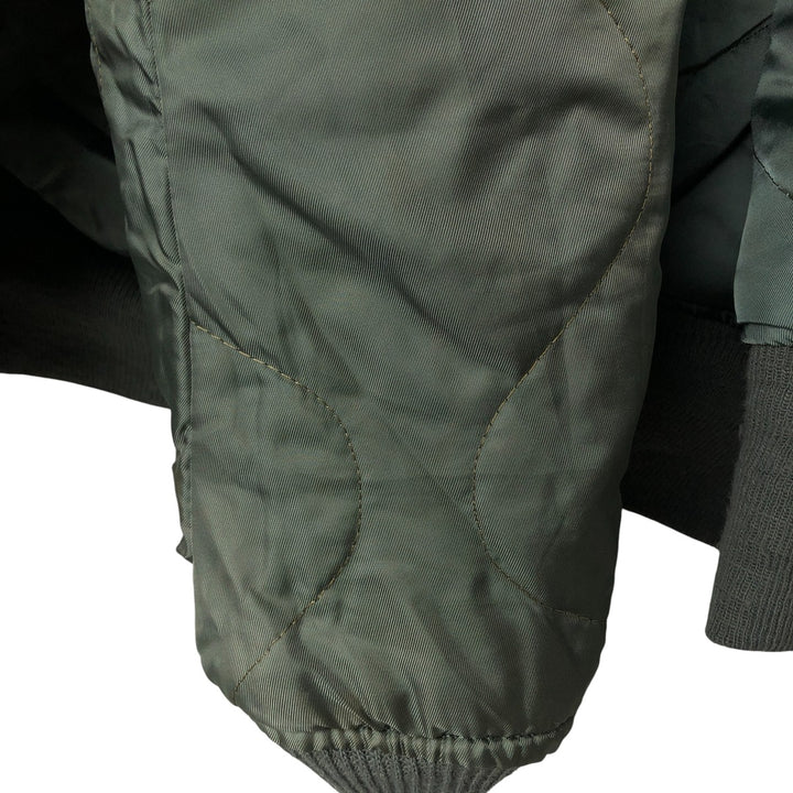 90'S civilian Alpha MA-1 style padded military flight jacket, made in the USA, men's size M, vintage Nylon Khaki type Vintage Second Hand