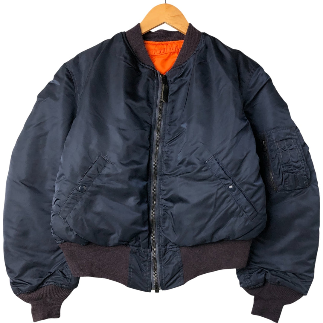 Vintage 1990'S Alpha MA-1 Military Flight Jacket, Made in the USA, Men's Size Medium Nylon navy blue type Vintage Second Hand