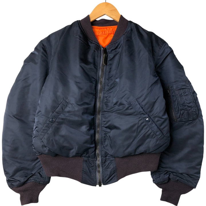 Vintage 1990'S Alpha MA-1 Military Flight Jacket, Made in the USA, Men's Size Medium Nylon navy blue type Vintage Second Hand