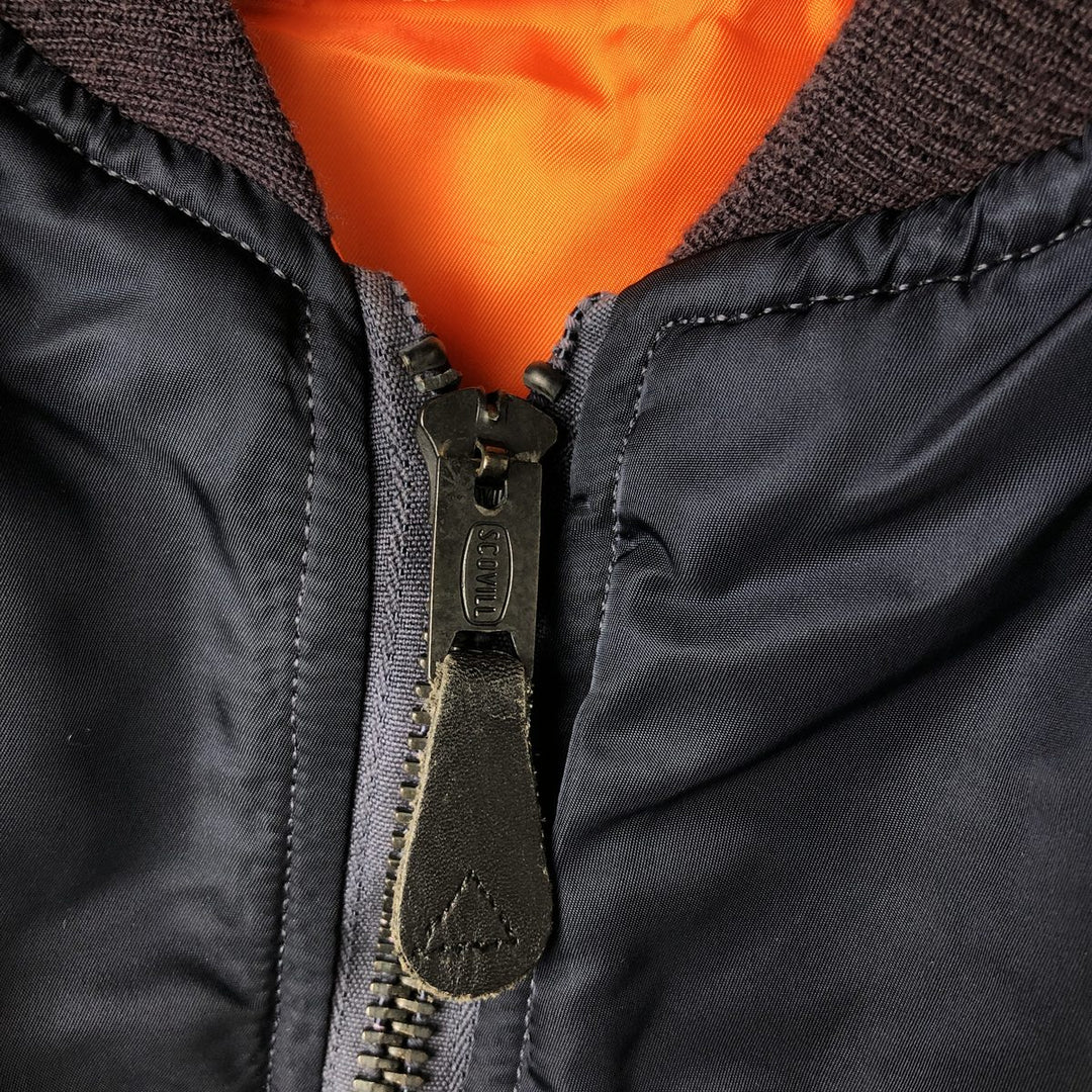 Vintage 1990'S Alpha MA-1 Military Flight Jacket, Made in the USA, Men's Size Medium Nylon navy blue type Vintage Second Hand