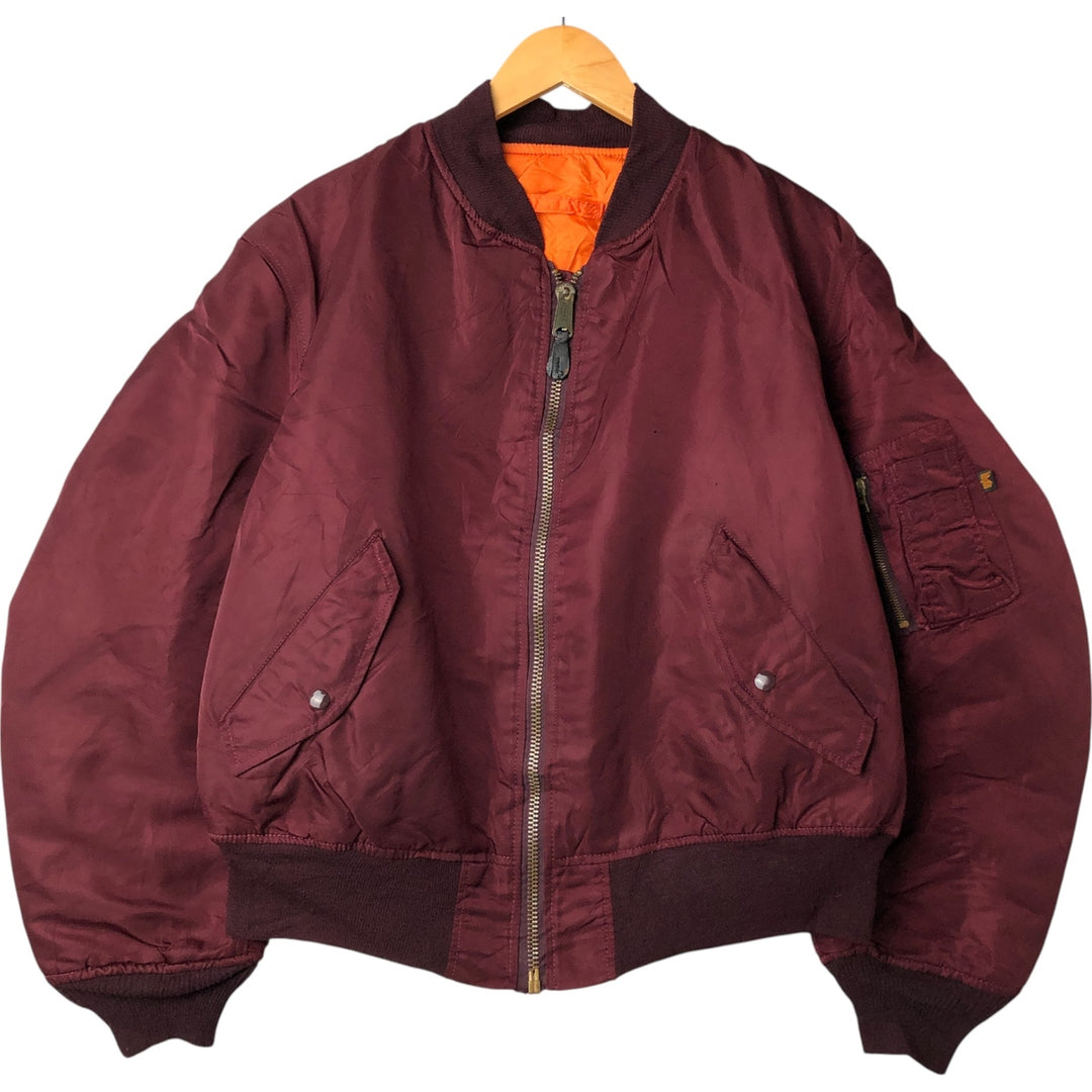 90'S civilian Alpha MA-1 style padded military flight jacket, made in the USA, men's size XL, vintage Nylon burgundy type Vintage Second Hand