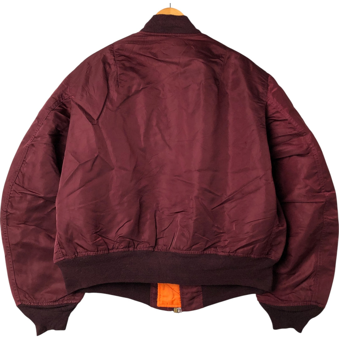 90'S civilian Alpha MA-1 style padded military flight jacket, made in the USA, men's size XL, vintage Nylon burgundy type Vintage Second Hand
