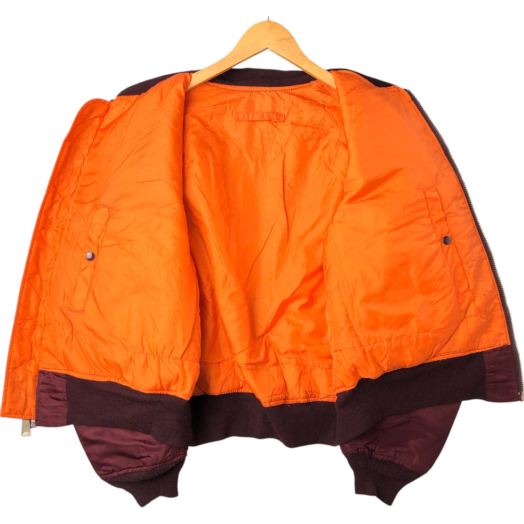 90'S civilian Alpha MA-1 style padded military flight jacket, made in the USA, men's size XL, vintage Nylon burgundy type Vintage Second Hand