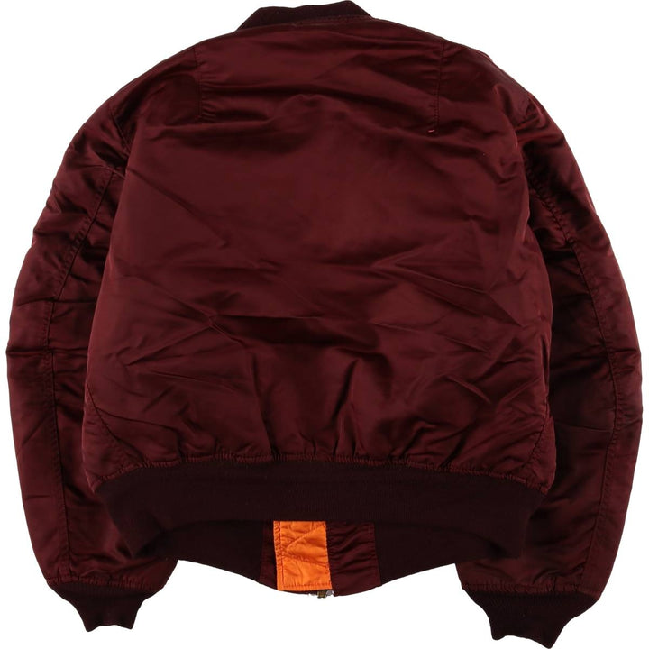 90'S civilian Alpha MA-1 style padded military flight jacket, made in the USA, men's size L, vintage Nylon burgundy type Vintage Second Hand