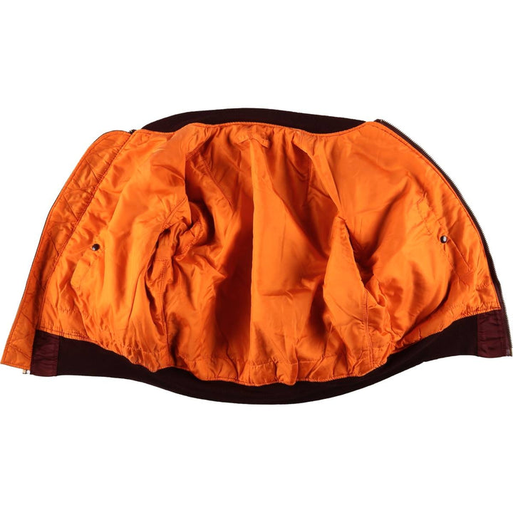 90'S civilian Alpha MA-1 style padded military flight jacket, made in the USA, men's size L, vintage Nylon burgundy type Vintage Second Hand