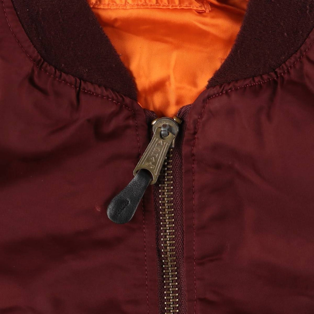 90'S civilian Alpha MA-1 style padded military flight jacket, made in the USA, men's size L, vintage Nylon burgundy type Vintage Second Hand