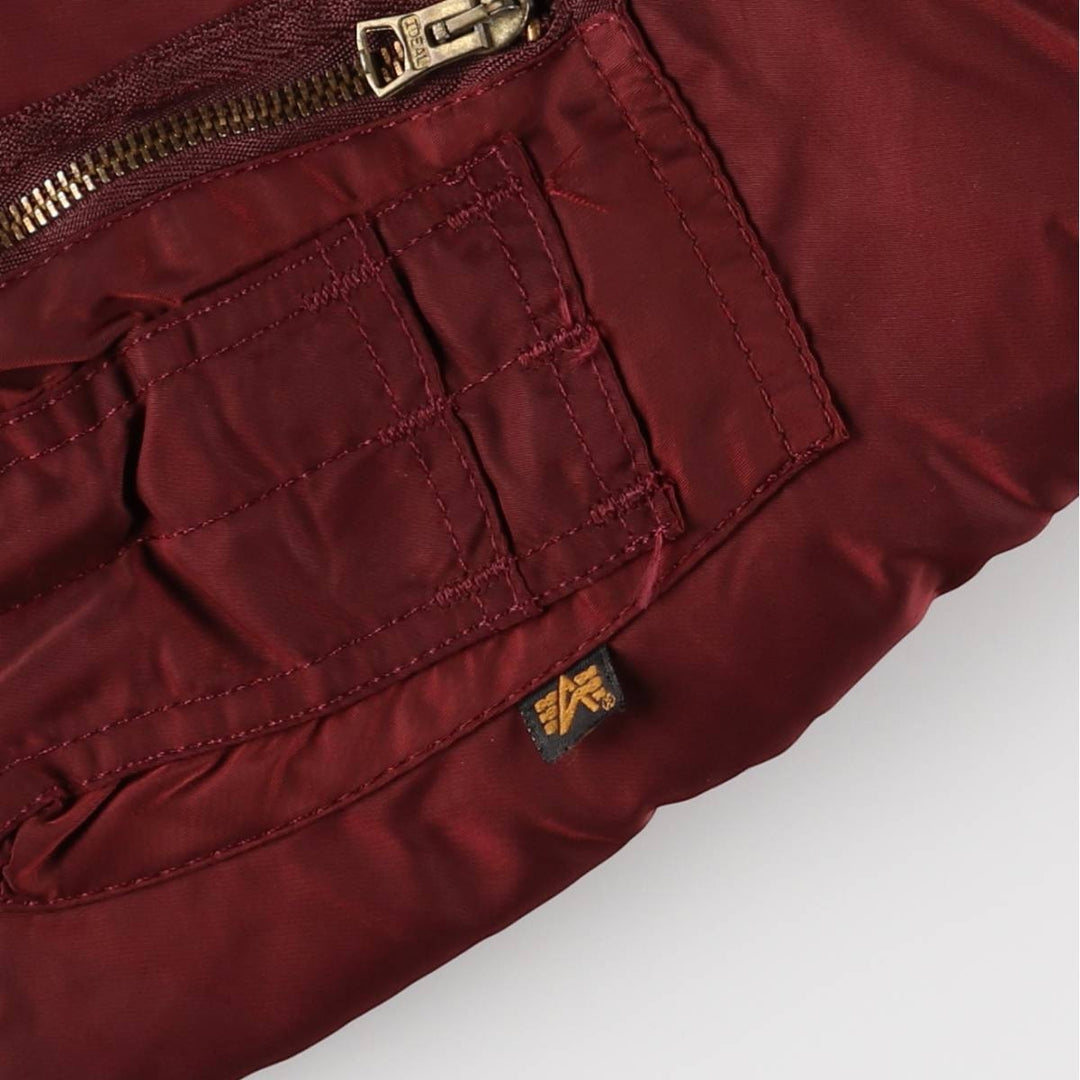 90'S civilian Alpha MA-1 style padded military flight jacket, made in the USA, men's size L, vintage Nylon burgundy type Vintage Second Hand