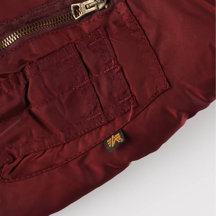 90'S civilian Alpha MA-1 style padded military flight jacket, made in the USA, men's size L, vintage Nylon burgundy type Vintage Second Hand