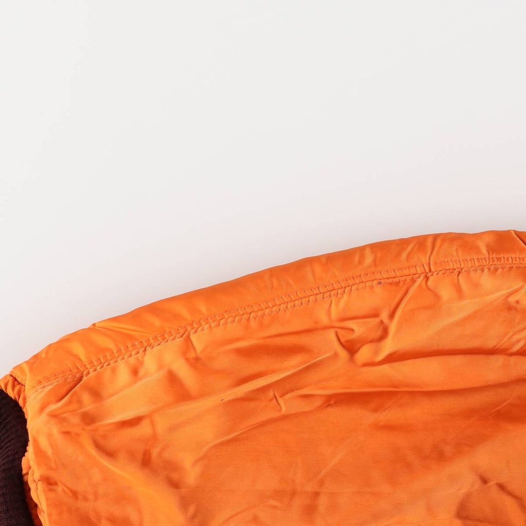 90'S civilian Alpha MA-1 style padded military flight jacket, made in the USA, men's size L, vintage Nylon burgundy type Vintage Second Hand