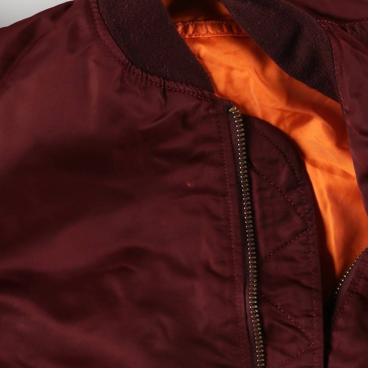90'S civilian Alpha MA-1 style padded military flight jacket, made in the USA, men's size L, vintage Nylon burgundy type Vintage Second Hand