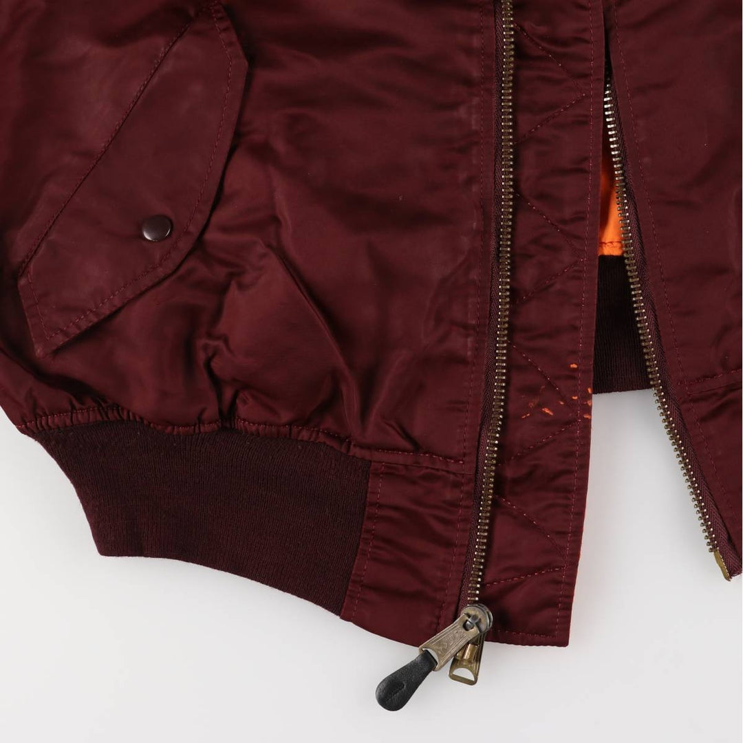 90'S civilian Alpha MA-1 style padded military flight jacket, made in the USA, men's size L, vintage Nylon burgundy type Vintage Second Hand