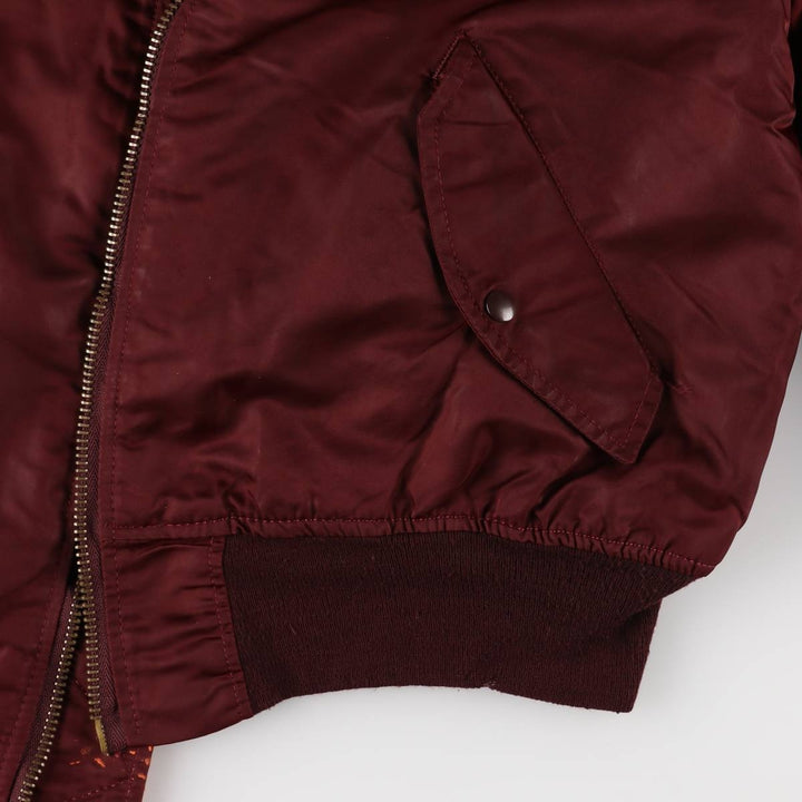 90'S civilian Alpha MA-1 style padded military flight jacket, made in the USA, men's size L, vintage Nylon burgundy type Vintage Second Hand