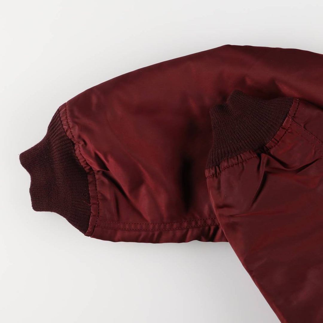 90'S civilian Alpha MA-1 style padded military flight jacket, made in the USA, men's size L, vintage Nylon burgundy type Vintage Second Hand