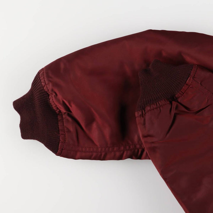 90'S civilian Alpha MA-1 style padded military flight jacket, made in the USA, men's size L, vintage Nylon burgundy type Vintage Second Hand