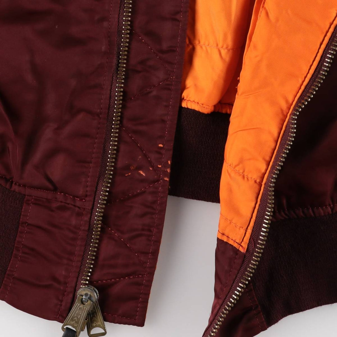 90'S civilian Alpha MA-1 style padded military flight jacket, made in the USA, men's size L, vintage Nylon burgundy type Vintage Second Hand