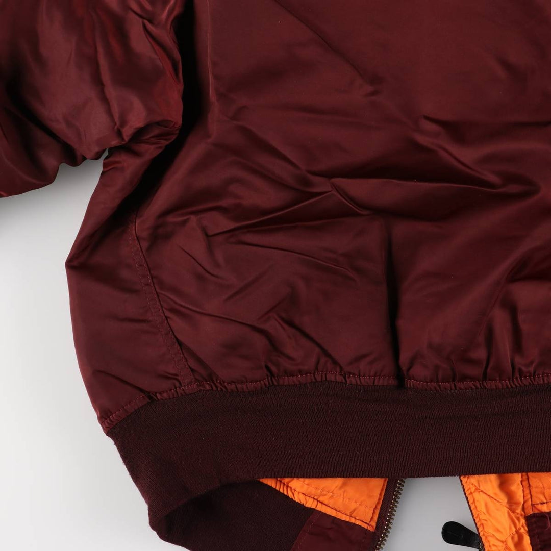 90'S civilian Alpha MA-1 style padded military flight jacket, made in the USA, men's size L, vintage Nylon burgundy type Vintage Second Hand