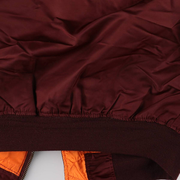 90'S civilian Alpha MA-1 style padded military flight jacket, made in the USA, men's size L, vintage Nylon burgundy type Vintage Second Hand